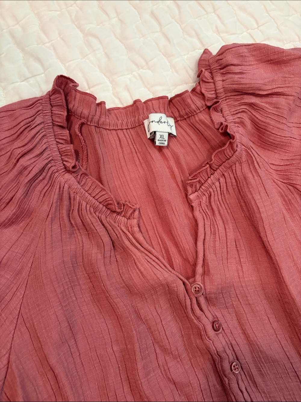 Women's Wonderly Textured Button-Front Short Sleeve Top - Rose